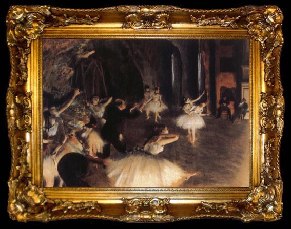 framed  Germain Hilaire Edgard Degas The Rehearsal of the Ballet on Stage, ta009-2